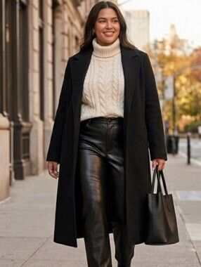 Abercrombie & Fitch Curve Love Vegan Leather Ankle Straight Pants Sz 33 / 16 NWT